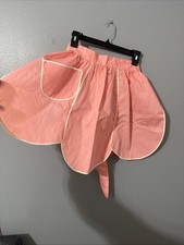 Vintage Handmade Half Apron Pink Tulip Hem Baking Cook Retro 50s Pinup Tie MCM