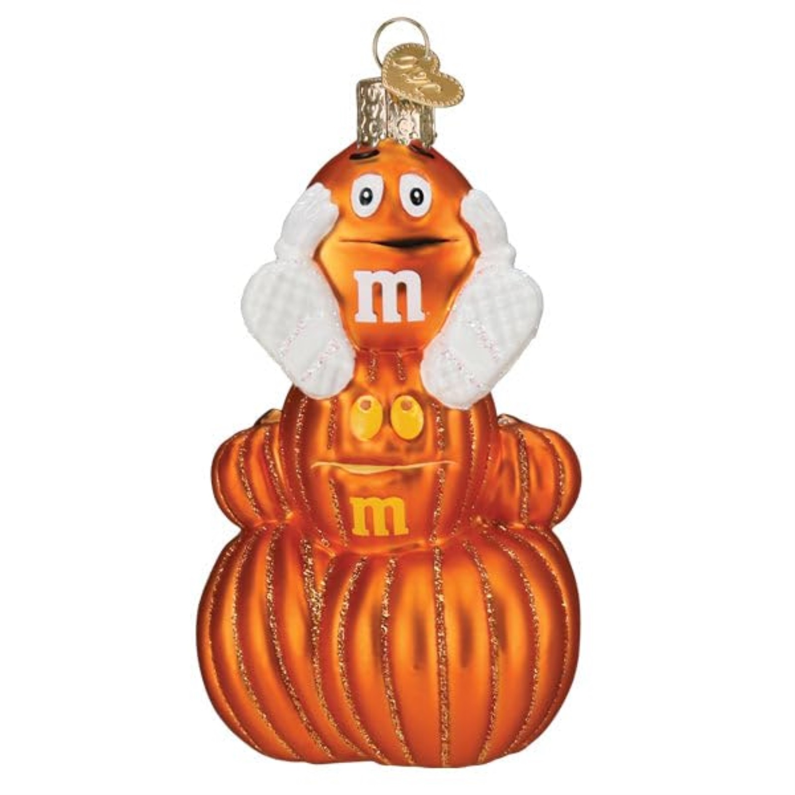 Old World Christmas M&M's Orange Autumn Glass Hanging Ornament FREE BOX