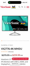 ViewSonic VX3276-4K-MHD - 4K UHD Monitor with Ultra-Thin Bezels, HDR10 HDMI and