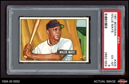 1951 Bowman #305 Willie Mays Giants RC HOF ROYw PSA 6 - EX/MT