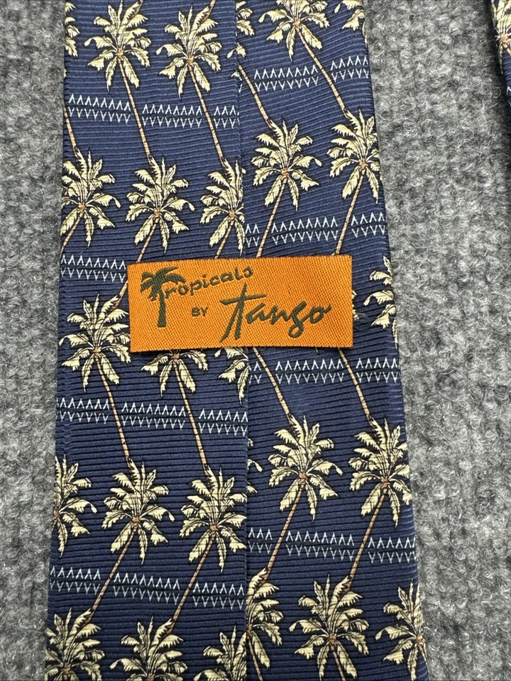 Corbata Tropicals by Tango Azul Palmeras Seda Hombre Corbata Geométrica Foto 4 de 4