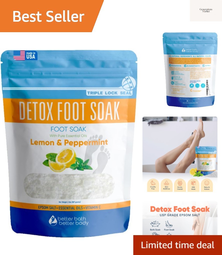 Detox Foot Soak Salts 32 Ounces with Lemon, Peppermint, Lave