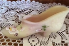 Fenton Burmese Shoe Slipper Handpainted Floral Glows