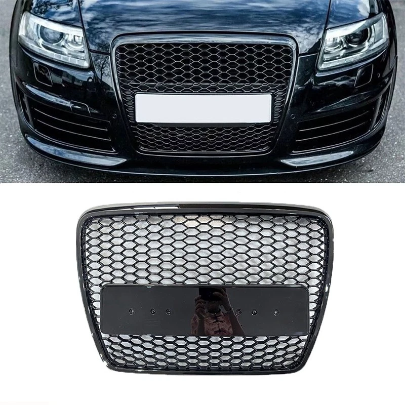 Front Honeycomb Bumper Grill Grille Black For Audi A6 C6 2004-2008 Pre-Facelift Foto 3 de 4