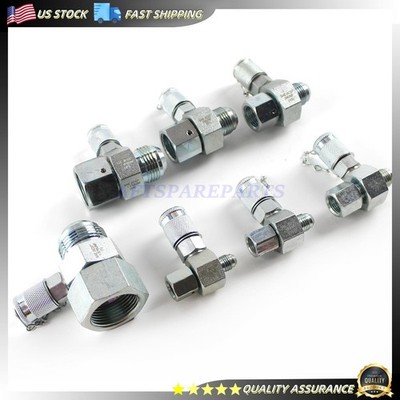 SINOCMP 7Pack Hydraulic Swivel Run Tee Connectors, Test Coupling Point JIC37