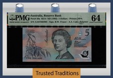 TT PK 50a 1992 AUSTRALIA 5 DOLLARS QUEEN ELIZABETH II PMG 64 CHOICE UNCIRCULATED