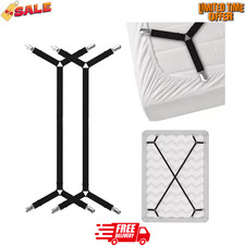 4Bed Sheet Fasteners Adjustable Elastic Suspenders Straps Mattress Covers Clips