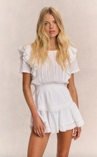 NWT Loveshackfancy $345 Natasha Heritage Mini Dress Size Large in White