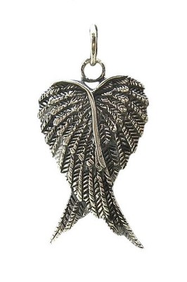 Sterling Silber Engelsflügel Anhänger 30x20mm detailliert Feder Design 925 Handarbeit