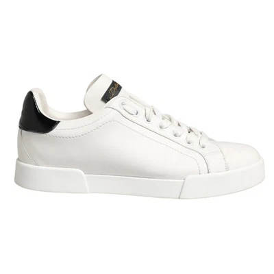 Chaussures DOLCE & GABBANA baskets en cuir blanc noir Portofino EU39 / US8.5 ... - Photo 1/4