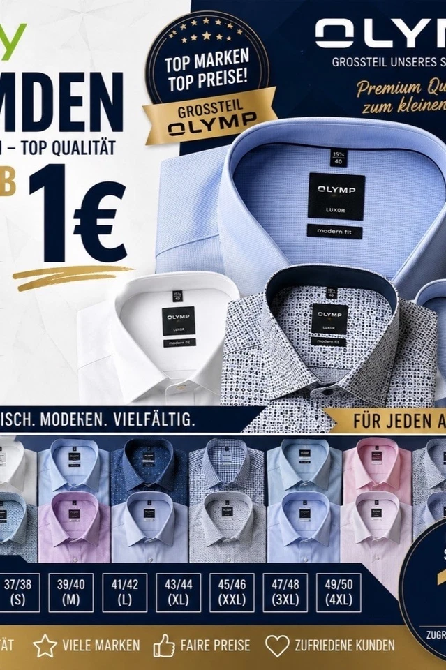 HUNDERTE HOCHWERTIGE HEMDEN ALLE AB 1€
