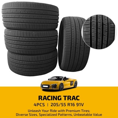 Set of 4 205/55R16 91V All Season Tires - 7.7mm Tread Strong Grip & Comfort