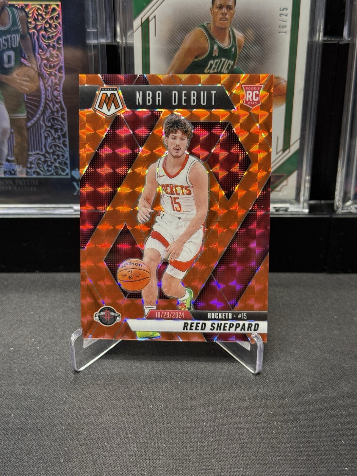 REED SHEPPARD 2024-25 MOSAIC NBA DEBUT ROOKIE ORANGE MOSAIC RC /249