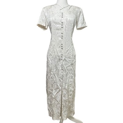 D.B.Y. Vintage 90s White Floral Fitted Maxi Dress Strappy Formal Bridal Size 5