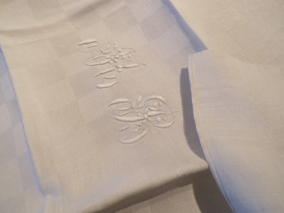 Linge ancien 7 Serviettes lin monogramme MB ( ref 7 ) - Photo 4/4