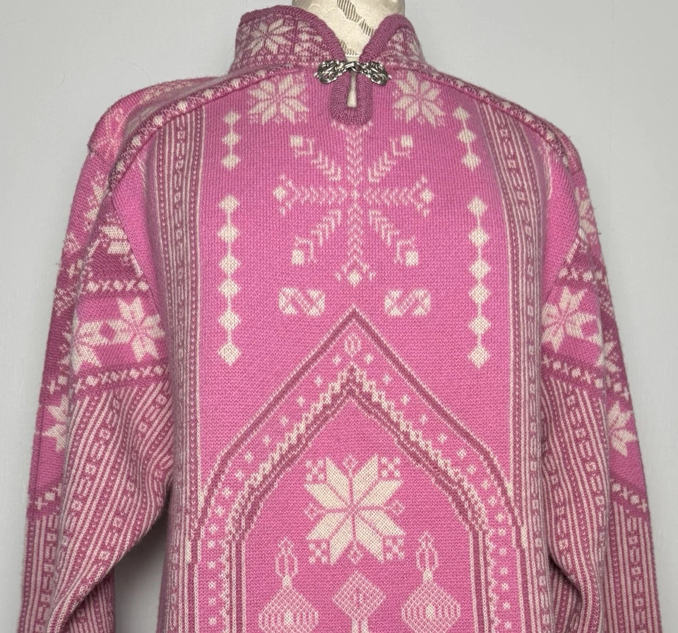 Suéter Obermeyer 1947 Signature XL Rosa Lana Nórdico Copo de Nieve Hong Kong Foto 2 de 4