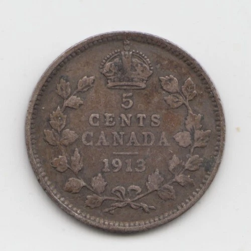 1913 Canada 5 Cents Silver — photo from the most recent tracked eBay sale