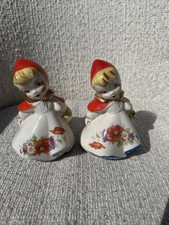 Vintage Little Red Riding Hood Hull Pottery Salt & Pepper Large 5 1/8" Tall 1940