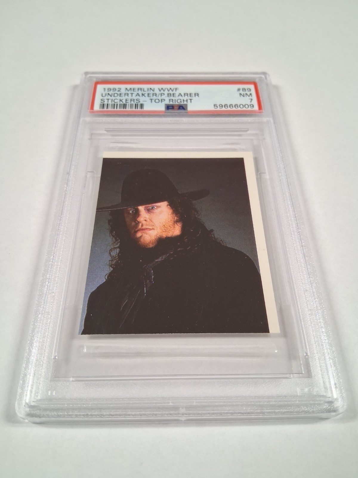 1992 Merlin WWF Undertaker Wrestling Sticker PSA 7 WWE WCW AEW NWA TNA view 1