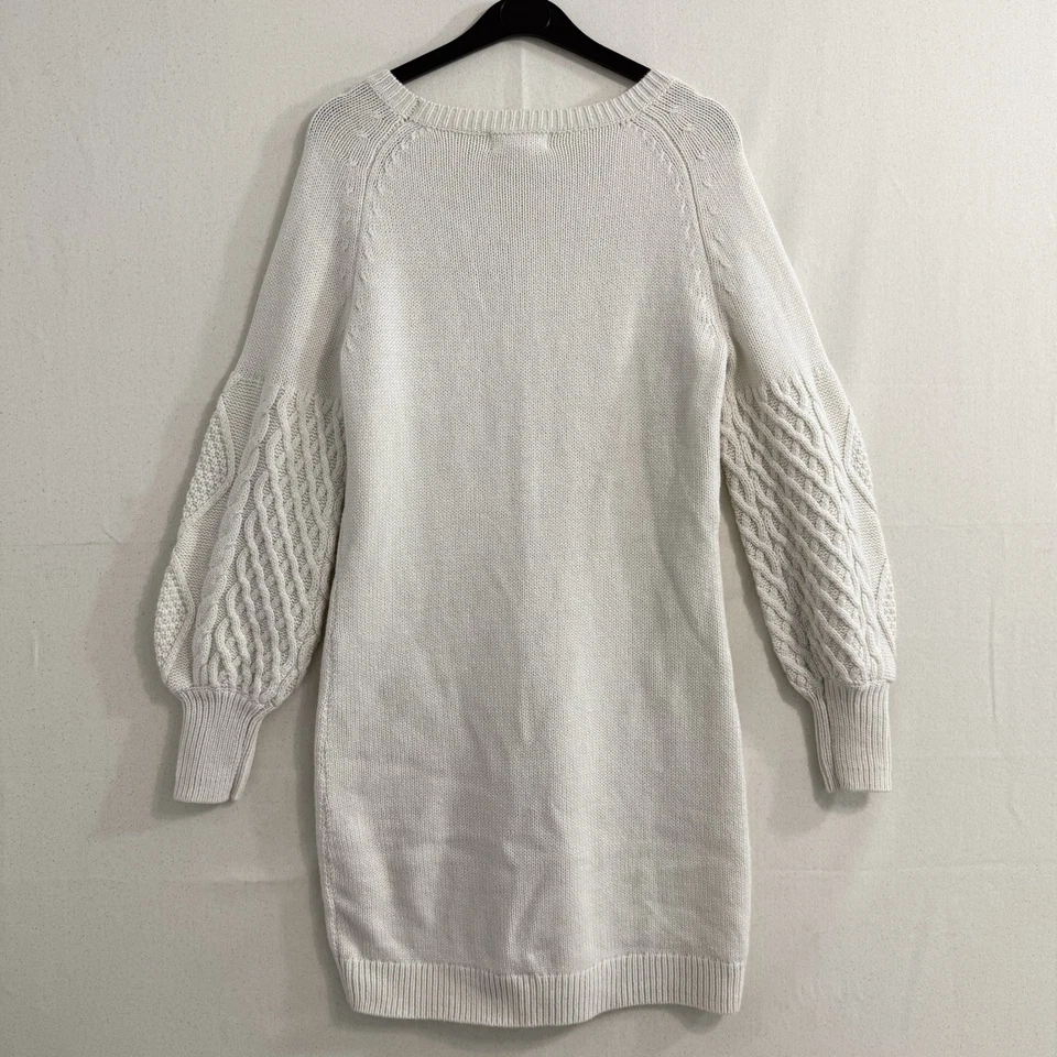 NUEVO CON ETIQUETAS BB Dakota Suéter Mini Vestido Para Mujer Pequeño Marfil Tejido con Cable Venta al por menor $99 Foto 2 de 4