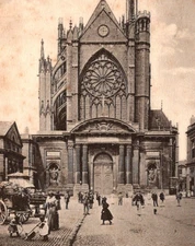 Antique RPPC Metz France Cathedral Children Louis XV Door c1901 Reich Stamp
