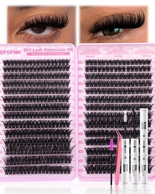 Eyelash Extension Kit Volume Lash Clusters 560pcs, 80D 100D Thick Cluster Eye...