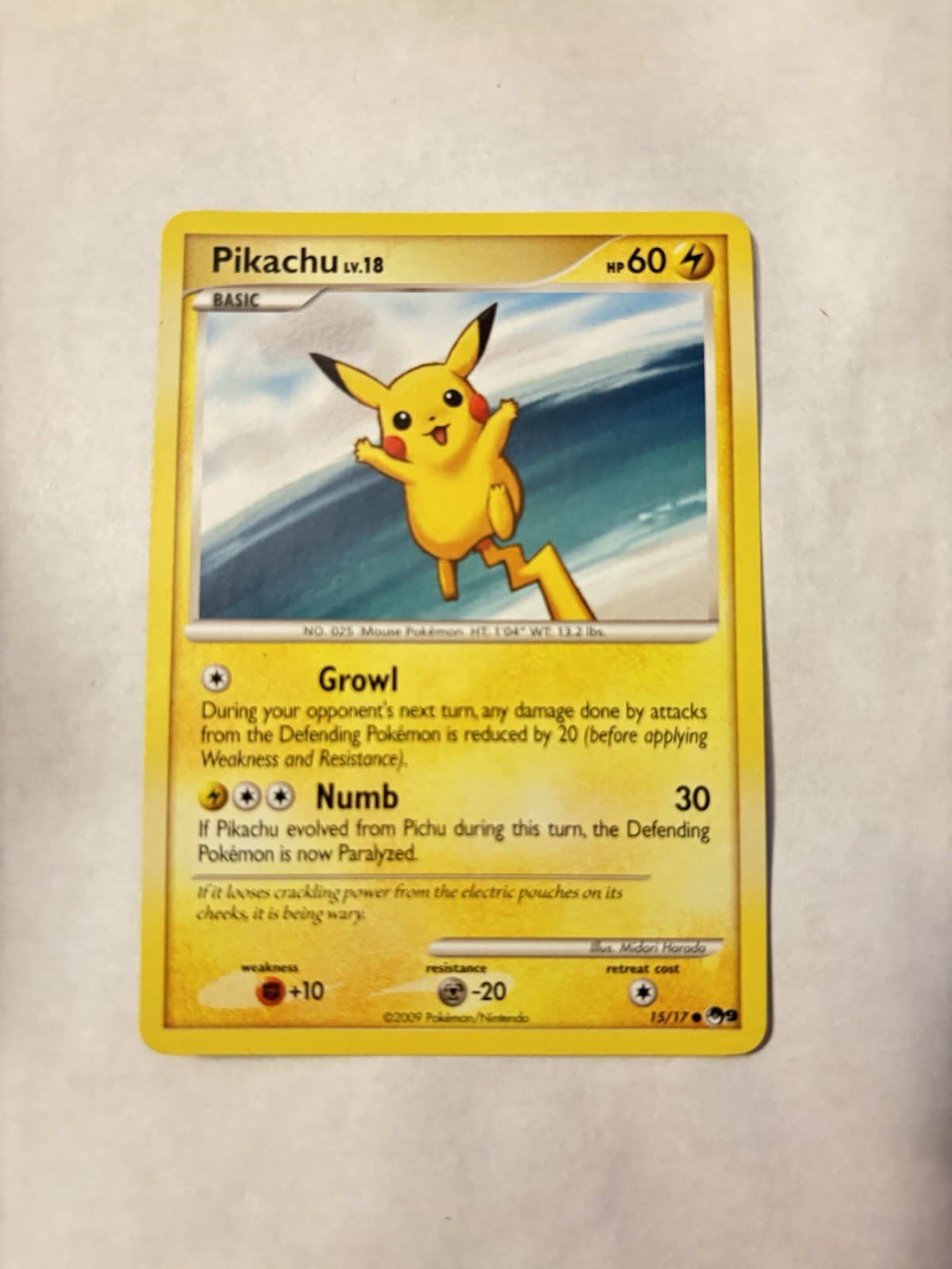 Pokémon Pikachu TCG Pop Series 9 Card 15/17 2009 Regular Common NM