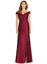 Alfred Sung Womens Off-the-Shoulder Satin Gown 0 Burgundy - NWT