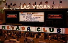 Las Vegas NV Nevada Club Casino Marquee entertainers 1950s cars 1960 postcard