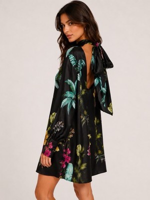 Isla & White Amilia 100% Silk Open Back Floral Mini Dress Small NWT Luxury $697