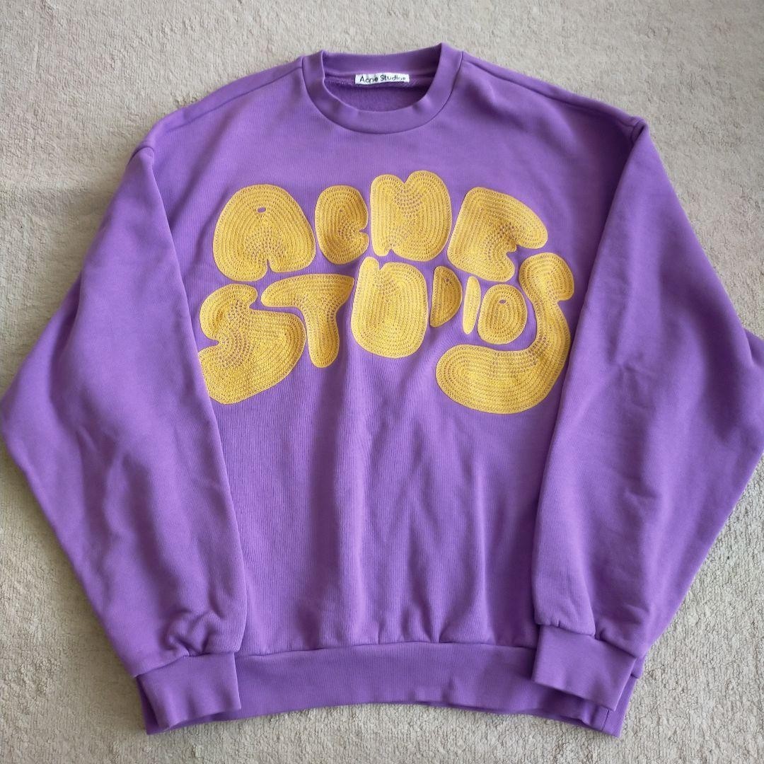 Acne Studios Bubble Logo Sweatshirt Purple 100percent Cotton Pullover Men's S
