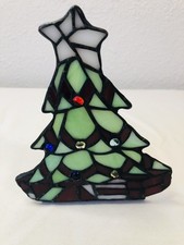 Stained Glass Christmas Tree Votive Candle Holder Vintage Tiffany Style