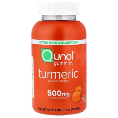 2 X Qunol, Turmeric Curcumin Complex, Rich Tangerine, 120 Gummies (250 mg per G