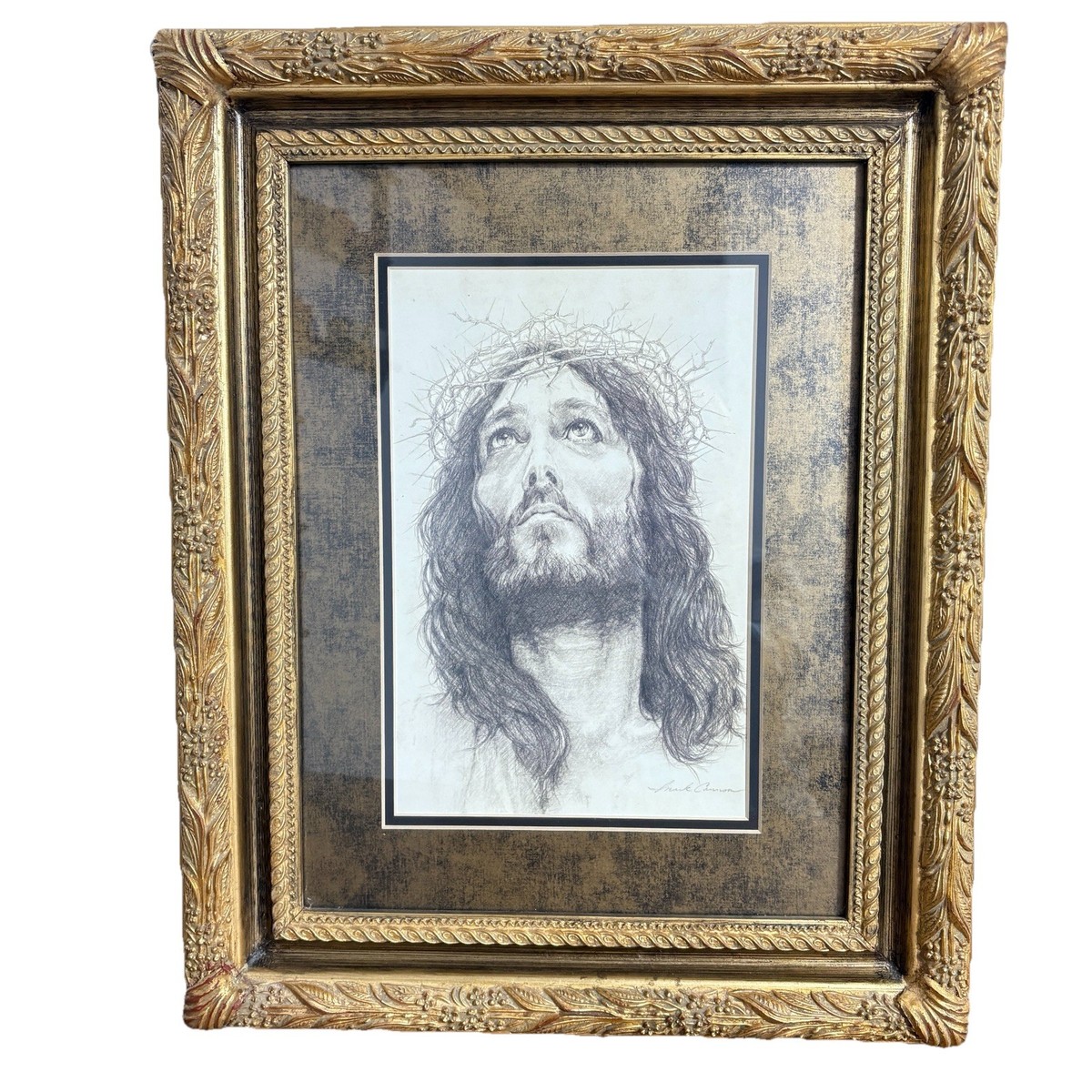 Jesus Christ Crown Of Thorns MARK CANNON Vintage Frame Art Print