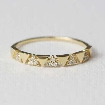 1.25Ctw Round Cut Moissanite Anniversary Ring Band 14K Yellow Gold Plated.