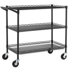 3 Tier Heavy Duty Commercial Grade Utility Cart, Wire Rolling Cart with Handle