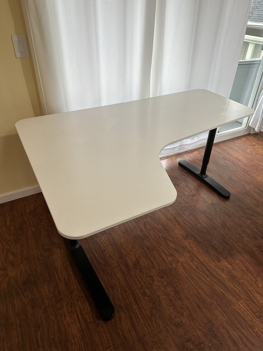 Ikea BEKANT Corner Desk Left, White/Black | eBay