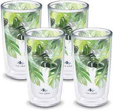 Tervis Yao Cheng Green Crystal Philodendron 16oz 4pk Made in USA Tumbler 4-Pack