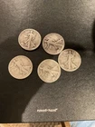 Lot of 5 Walking  Liberty half dollars