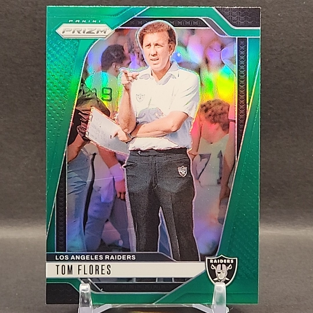 Tom Flores Green Prizm 2024 Panini Prizm #156 Los Angeles Raiders