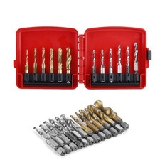 12 PCS Thread Tap Combination Drill Tap Set M3M10 Hex Shank Plated Tool