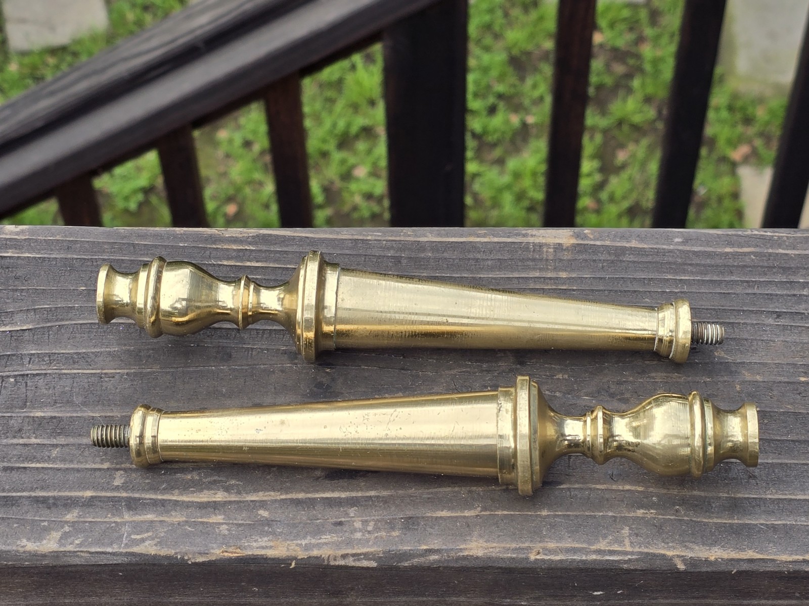Antique Brass Candlesticks parts Pair 8" Threaded
