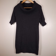 Banana Republic Size S Dark Gray Cowl Neck Angora Blend Knit Sweater Dress