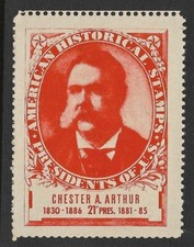 Chester A. Arthur our 27th President Cinderella Stamp