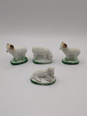 Nativity Replacement  Sheep Lambs Ram Lot of 4 Christmas Figures Standing Laying