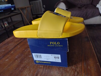 Polo Ralph Lauren Polo Bear Yellow Slides Size 12 | eBay display picture 1
