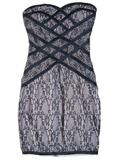 Forever 21 Nude Black Strapless Dress Size Small Black Lace Padded Bust