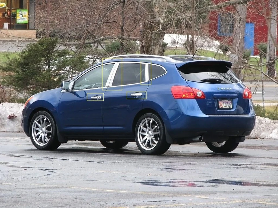 Se adapta a 08-13 Nissan Rogue COMBO OFERTA pilar de puerta + espejo + cubierta de manija embellecedores 2 SMK Foto 2 de 2