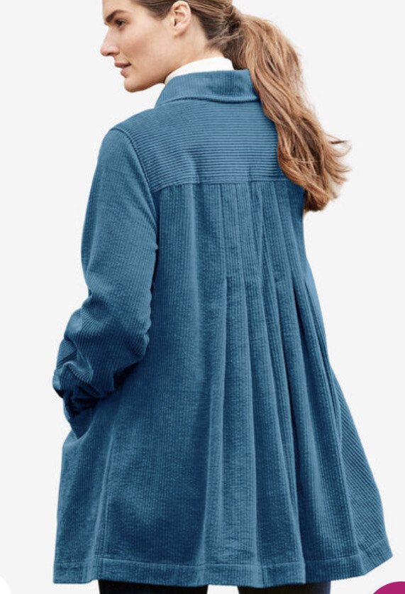 ❤️WOMAN WITHIN Sz 3X 26/28 Corduroy Pleated Back Swing Farm Barn