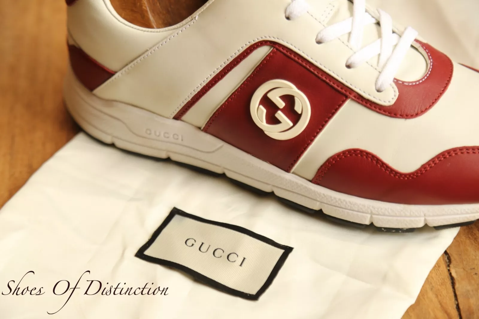Baskets Gucci GG en cuir blanc rouge chaussures femmes UK 5,5 US 8,5 EU 38,5